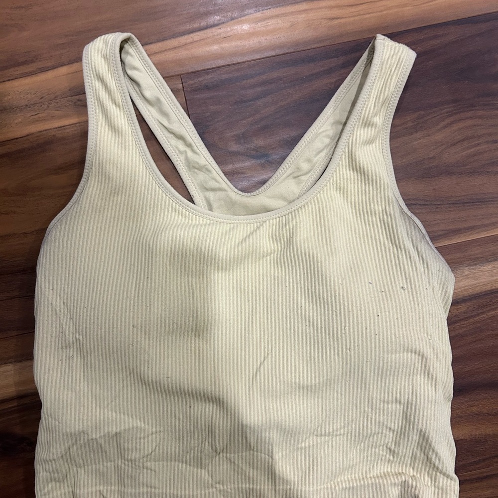 Beige Ribbed Tank Top